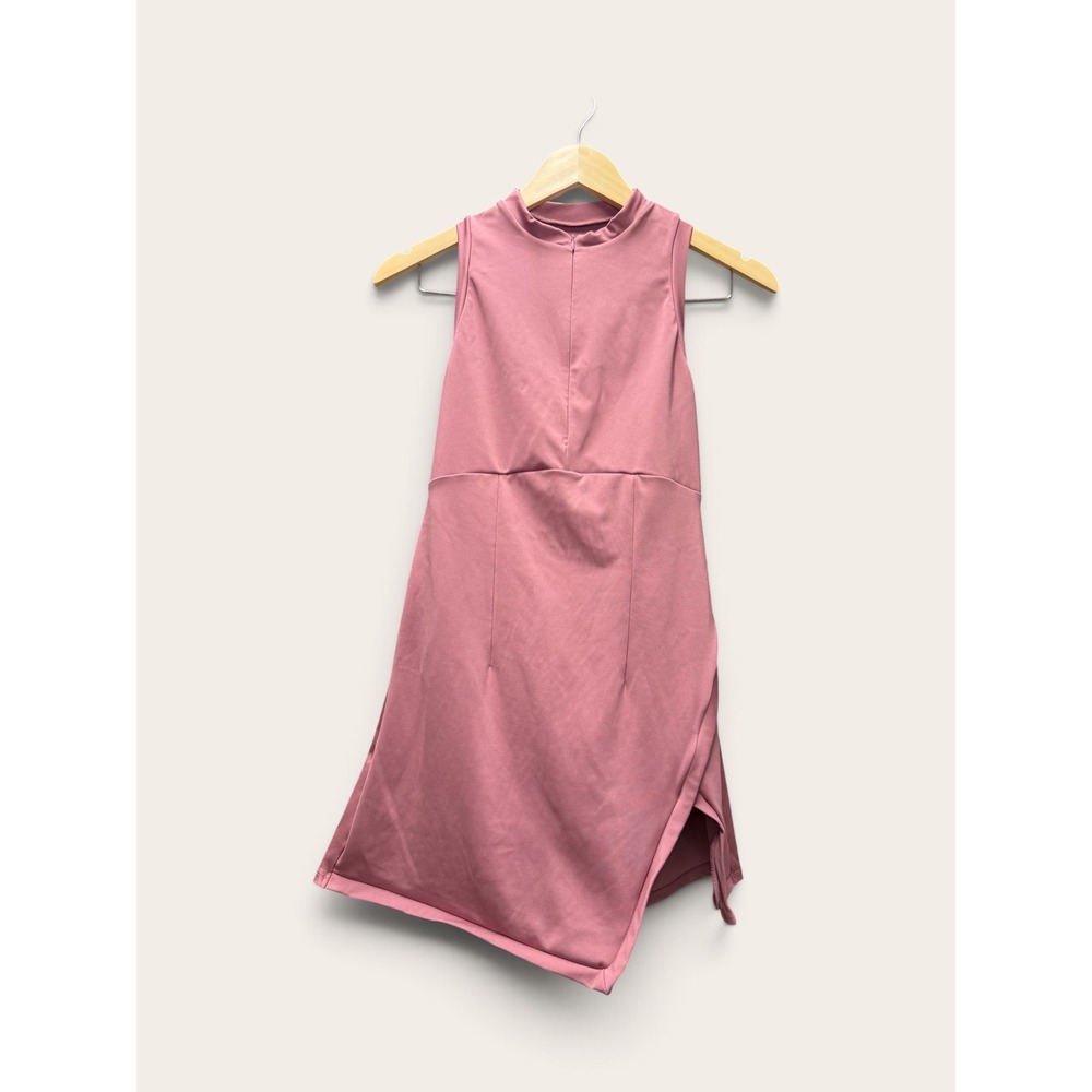 Halara Pink Mock Neck Zip Athletic Tennis Dress Sleeveless Racerback Small